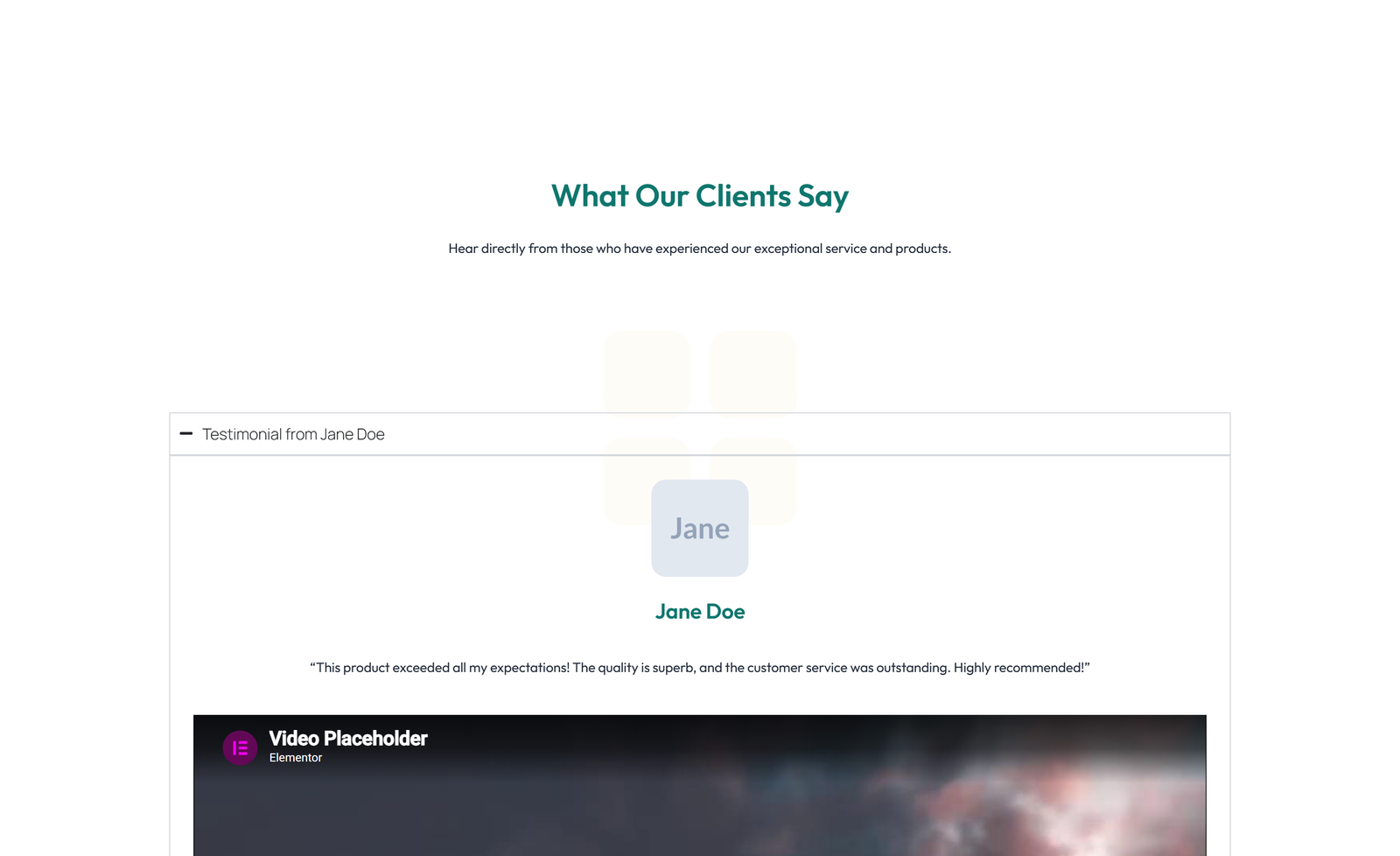 Testimonial with Single Centered Blockquote 80 - Elementor component