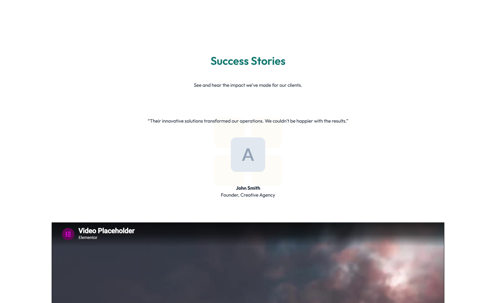 Testimonial with Single Centered Blockquote 83 - Elementor component