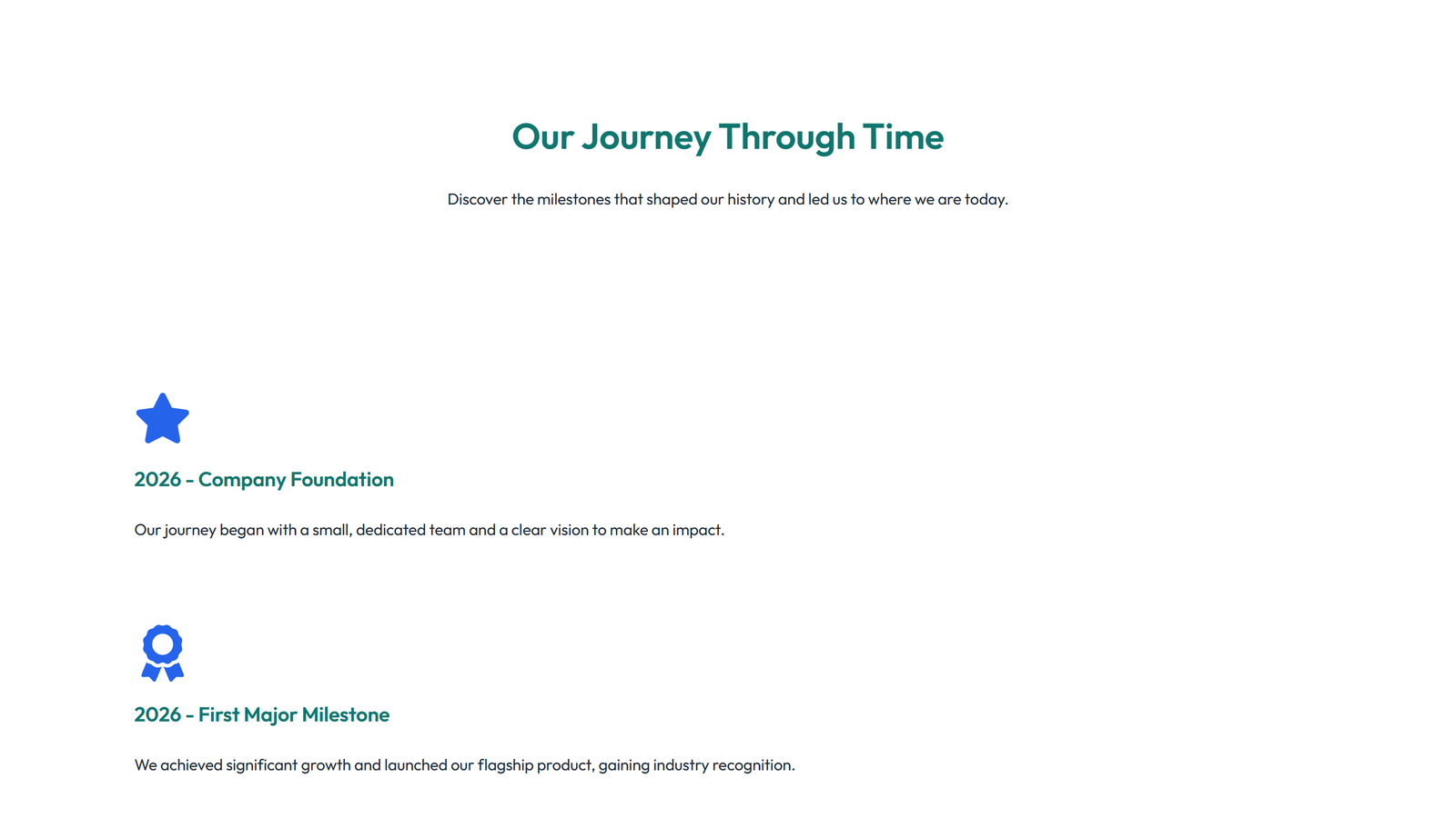 Screenshot of Timeline Layout Style 2 - Elementor Timeline / History component