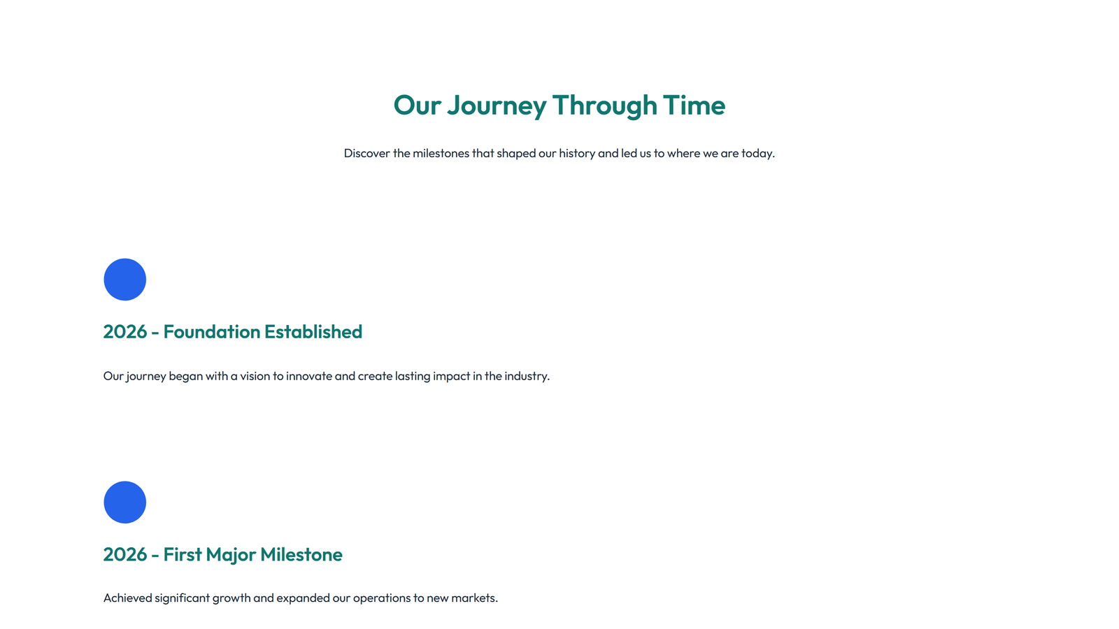 Screenshot of Timeline Layout Style 5 2 - Elementor Timeline / History component